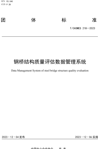 T／CASMES 218-2023  鋼橋結構質量評估數據管理系統